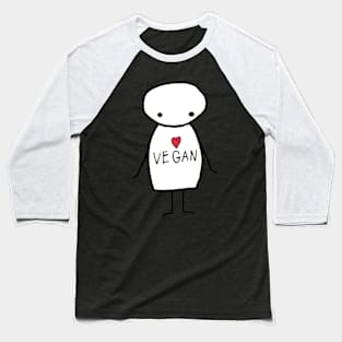 VEGAN - Cute Drawing with Red Heart Baseball T-Shirt